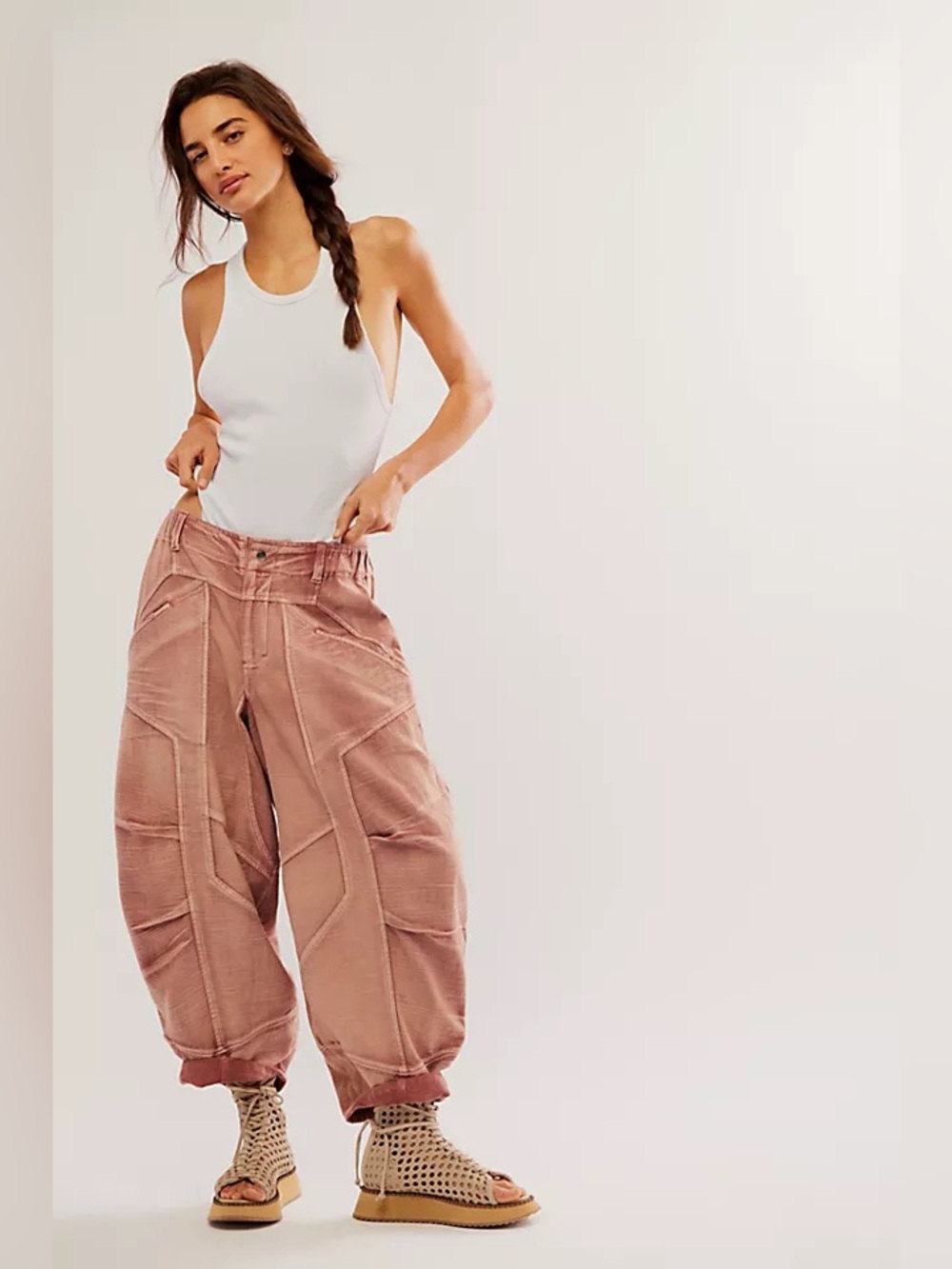 FREE PEOPLE Ride Out Barrel Moto Pants NWT